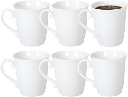 Gerimport Koffie / thee mok - sierlijk - 10x stuks - wit - 310 ml - mokken - keramiek
