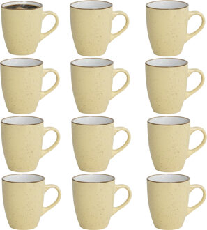 Gerimport Koffie / thee mok Sweets - 12x stuks - geel - 350 ml - keramiek