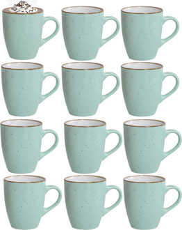 Gerimport Koffie / thee mok Sweets - 12x stuks - groen - 350 ml - keramiek