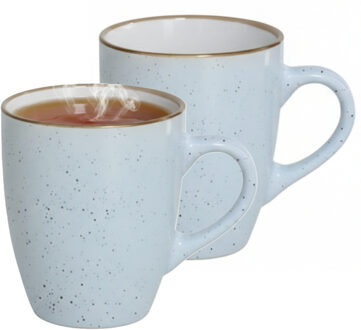Gerimport Koffie / thee mok Sweets - 2x stuks - blauw - 350 ml - keramiek