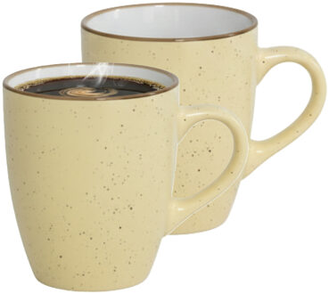 Gerimport Koffie / thee mok Sweets - 2x stuks - geel - 350 ml - keramiek