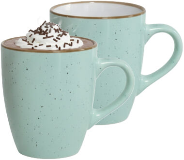Gerimport Koffie / thee mok Sweets - 2x stuks - groen - 350 ml - keramiek