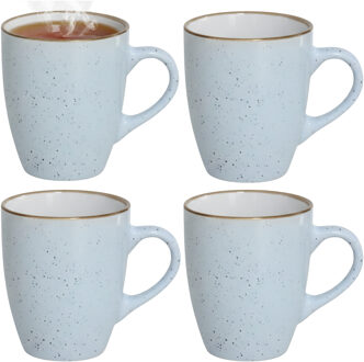 Gerimport Koffie / thee mok Sweets - 4x stuks - blauw - 350 ml - keramiek