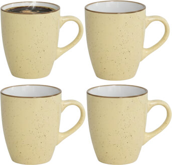 Gerimport Koffie / thee mok Sweets - 4x stuks - geel - 350 ml - keramiek