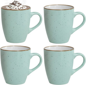 Gerimport Koffie / thee mok Sweets - 4x stuks - groen - 350 ml - keramiek
