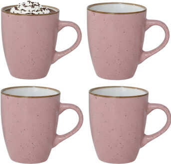 Gerimport Koffie / thee mok Sweets - 4x stuks - roze - 350 ml - keramiek