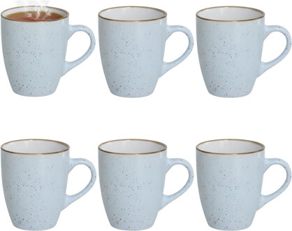 Gerimport Koffie / thee mok Sweets - 6x stuks - blauw - 350 ml - keramiek