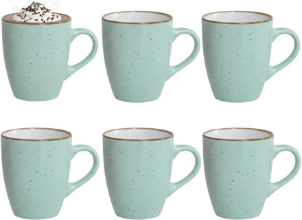 Gerimport Koffie / thee mok Sweets - 6x stuks - groen - 350 ml - keramiek
