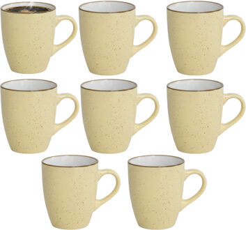 Gerimport Koffie / thee mok Sweets - 8x stuks - geel - 350 ml - keramiek