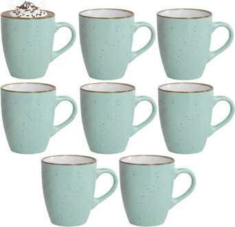 Gerimport Koffie / thee mok Sweets - 8x stuks - groen - 350 ml - keramiek