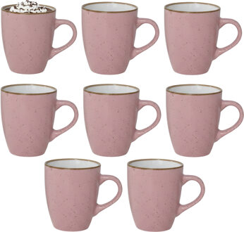 Gerimport Koffie / thee mok Sweets - 8x stuks - roze - 350 ml - keramiek