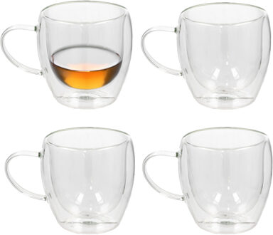 Gerimport Koffieglazen Plano - 12x - dubbelwandig - borosilicaatglas - 250 ml - H9 cm