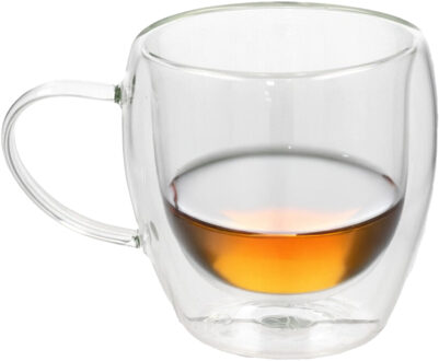 Gerimport Koffieglazen Plano - 1x - dubbelwandig - borosilicaatglas - 250 ml - H9 cm - theeglas