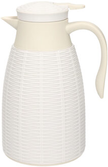 Gerimport Koffiekan - 1 liter - wit - theekan - isoleerkan - met drukknop