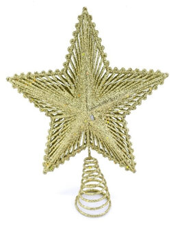 Gerimport Kunststof kerstboom ster piek goud 24 cm - Kerstpieken Goudkleurig