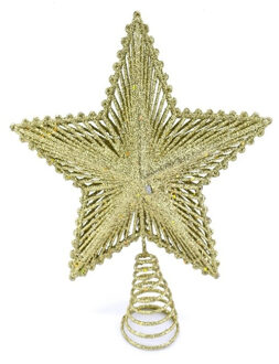 Gerimport Kunststof kerstboom ster piek goud 24 cm - Kerstpieken - kerstboompieken Goudkleurig