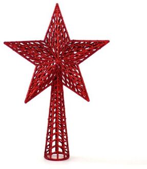 Gerimport Kunststof kerstboom ster piek rood 27 cm - Kerstpieken - kerstboompieken