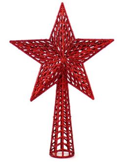 Gerimport Kunststof kerstboom ster piek rood 36 cm - Kerstpieken - kerstboompieken