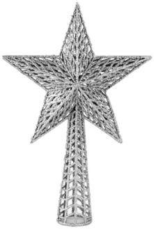 Gerimport Kunststof kerstboom ster piek zilver 27 cm - Kerstpieken