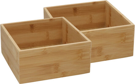 Gerimport Lade organizer - 2x - bamboe hout - 15 x 15 x 7 cm - bakje - kast organizer - organizer