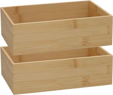 Gerimport Lade organizer - 2x - bamboe hout - 23 x 15 x 7 cm - bakje - kast organizer - organizer