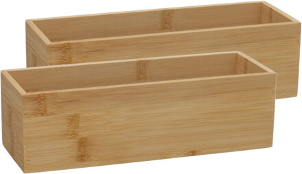 Gerimport Lade organizer - 2x - bamboe hout - 23 x 8 x 7 cm - bakje - kast organizer - organizer - d