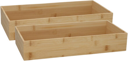 Gerimport Lade organizer - 2x - bamboe hout - 38 x 18 x 7 cm - bakje - kast organizer - organizer