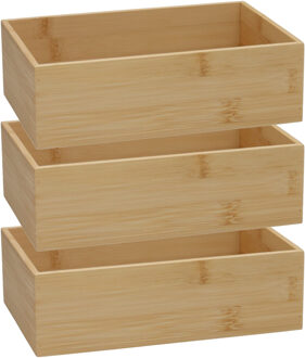 Gerimport Lade organizer - 3x - bamboe hout - 23 x 15 x 7 cm - bakje - kast organizer - organizer