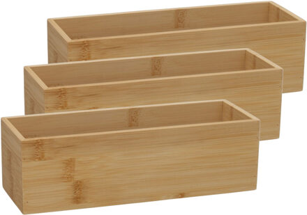 Gerimport Lade organizer - 3x - bamboe hout - 23 x 8 x 7 cm - bakje - kast organizer - organizer - d