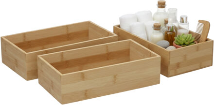 Gerimport Lade organizer - 3x - bamboe hout - 25 x 15 x 7 cm - bakje - kast organizer