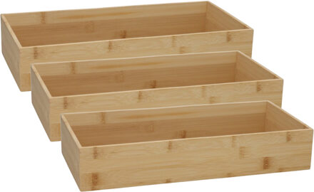 Gerimport Lade organizer - 3x - bamboe hout - 38 x 18 x 7 cm - bakje - kast organizer - organizer