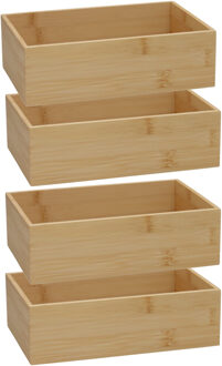 Gerimport Lade organizer - 4x - bamboe hout - 23 x 15 x 7 cm - bakje - kast organizer - organizer