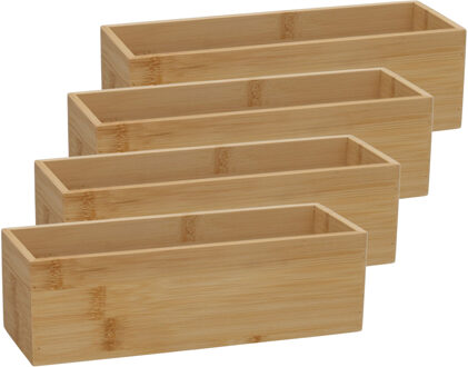 Gerimport Lade organizer - 4x - bamboe hout - 23 x 8 x 7 cm - bakje - kast organizer - organizer - d