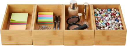 Gerimport Lade organizer - 4x - bamboe hout - 25 x 15 x 7 cm - bakje - kast organizer