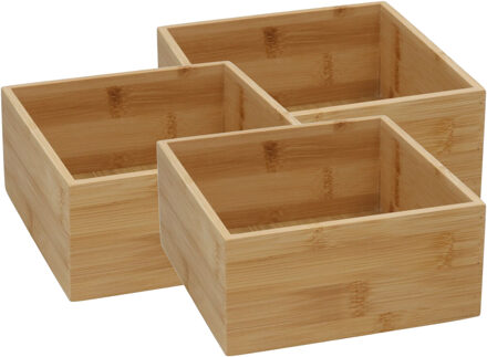 Gerimport Lade organizer - 6x - bamboe hout - 15 x 15 x 7 cm - bakje - kast organizer - organizer