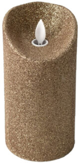 Gerimport LED kaars/stompkaars - goud - H15 cm - glitters - kerst kaarsen