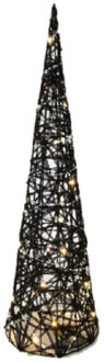 Gerimport LED piramide kerstboom - H40 cm - zwart - rotan - kerstverlichting - kerstverlichting figuur