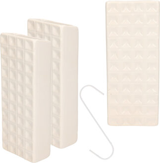 Gerimport Luchtbevochtiger - 3x stuks - waterverdamper - radiator - wit - aardewerk - L8 x H20 cm