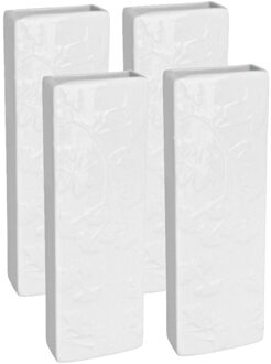 Gerimport Luchtbevochtiger waterverdamper - 8x stuks - radiator - wit - aardewerk - 7 x 17 cm