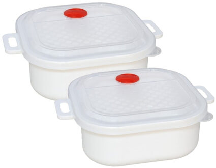 Gerimport Magnetronschaal met deksel/ventiel - 2x - 1.7 liter - kunststof - opwarm pot
