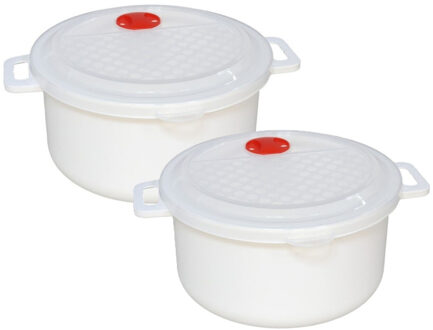 Gerimport Magnetronschaal met deksel/ventiel - 2x - 1.8 liter - kunststof - opwarm pot