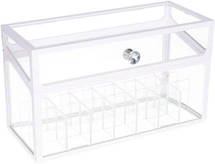 Gerimport Make-up organizer/opberger 14-vaks met deksel 24 x 10 cm van glas