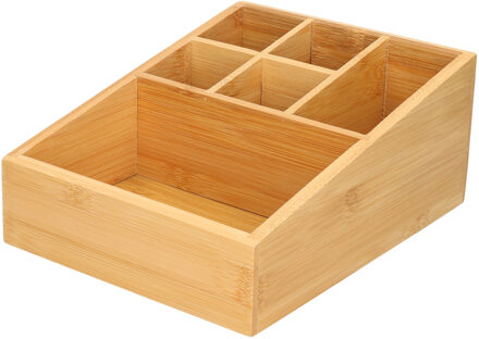 Gerimport Make-up/pennen sorteer organizer 6-vaks bakje 17 x 21 x 9 cm bamboe