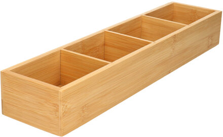 Gerimport Make-up sorteer organizer - 4-vaks bakje - 44 x 10 x 6 cm - bamboe