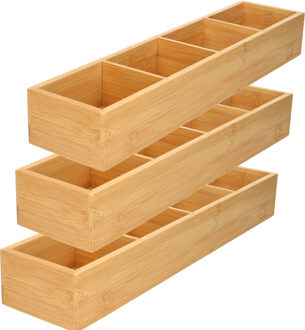 Gerimport make-up sorteer organizer - 4x -4-vaks bakje - 44 x 10 x 6 cm - bamboe