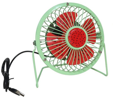 Gerimport Mini USB bureau ventilator - watermeloen - metaal - 15 cm - Tafel model - Lekker afkoelen