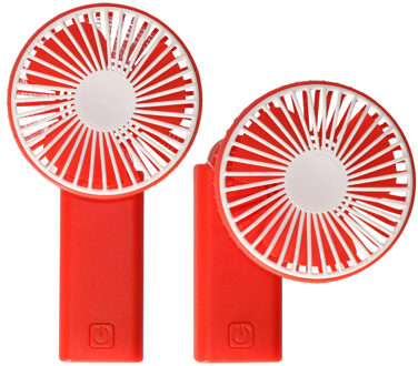 Gerimport Mini ventilator/handventilator - 2x - 8 x 5 x 15 cm - Rood - Verkoeling in zomer