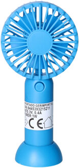 Gerimport Mini ventilator/handventilator - 8 x 5 x 16 cm - Blauw - Verkoeling in zomer
