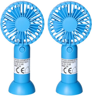 Gerimport Mini ventilator/handventilator - pakket 5x - 8 x 5 x 16 cm - Blauw - Verkoeling in zomer
