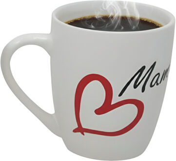 Gerimport Moederdag cadeau mok - rood - 360 ml - hartjes - liefde